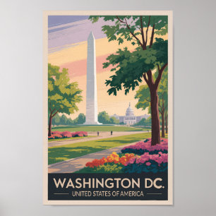 Poster Washington DC Illustration Travel Art Vintage