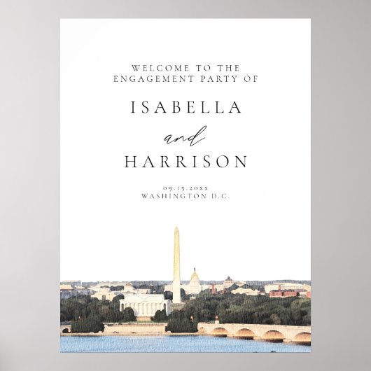 Poster WASHINGTON DC Skyline Engagement Party Bienvenue (Devant)