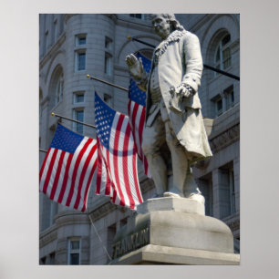 Poster Washington, DC, statue de Benjamin Franklin