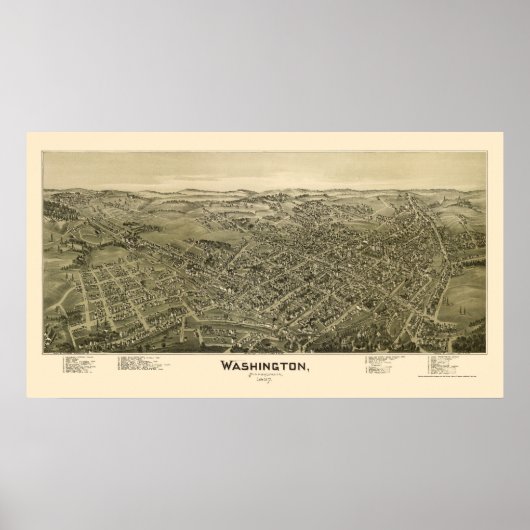 Poster Washington, PA Carte panoramique - 1897 (Devant)