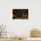 Poster Washington St Boston MA la nuit (Cuisine)