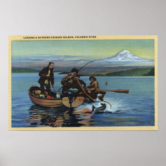 Poster Washington - Vue des pêcheurs qui attrapent un Sau (Devant)