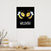 Poster Wassabee Funny Wasabi Bee Pun Dark BG (Cuisine)