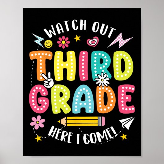 Poster Watch Out Third Grade Here I Come Hello 3rd Grade (Devant)