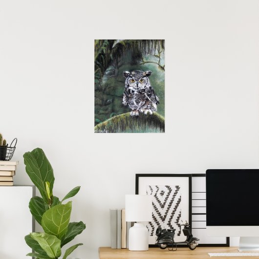 Poster Watcher In The Woods Owl Art Print (Bureau à domicile)