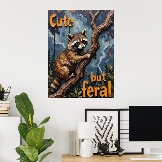 Poster Watcher Woodland : Raccoon sur un membre (Bureau à domicile)