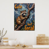 Poster Watcher Woodland : Raccoon sur un membre (Cuisine)