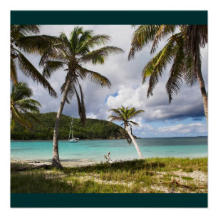 Poster Water Beach Tropical Green Nature Nom Personnalise