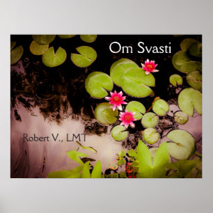Poster Water lilies and koi pond