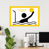 Poster Water polo player black silhouette custom (Bureau à domicile)