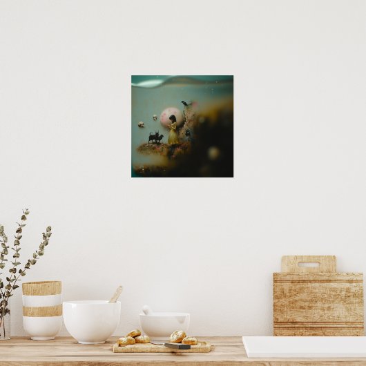 Poster Water Priestess Raven Witchy AI Art Matte Value (Cuisine)