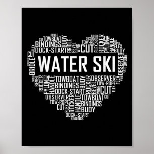 Poster Water Ski Coeur Amant Cadeau Waterski Love Cadeaux