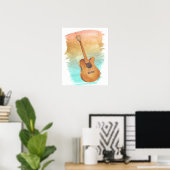 Poster Watercolor Acoustic Guitar (Bureau à domicile)