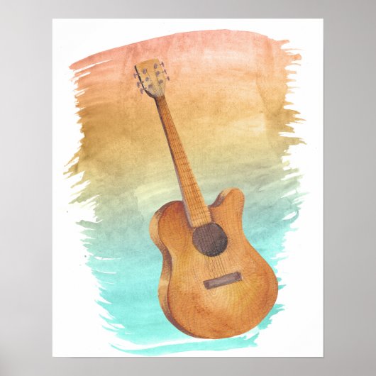 Poster Watercolor Acoustic Guitar (Devant)