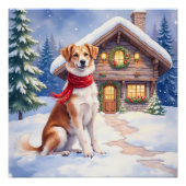 Poster Watercolor Appenzeller Sennenhund Alpine Chalet (Devant)