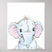 Poster Watercolor Baby Elephant Nursery Adorable (Devant)