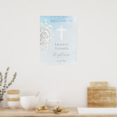 Poster watercolor baby's breath | Baptism baby boy (Cuisine)