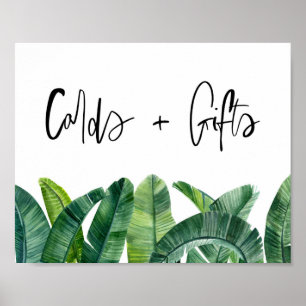 Poster Watercolor Banana Feuilles Cartes et Cadeaux Tropi