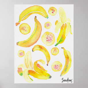 Poster Watercolor Bananas