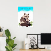 Poster Watercolor Blue Sky Panda Ours & Citation d'ourson (Bureau à domicile)