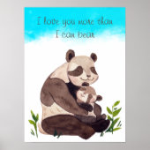 Poster Watercolor Blue Sky Panda Ours & Citation d'ourson (Devant)