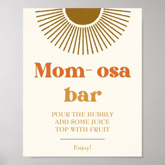 Poster Watercolor Boho Custom Retro Sun Momosa Bar Sign (Devant)