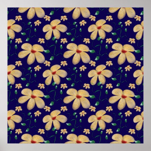 Poster Watercolor Botanical Seamless Pattern   (Devant)