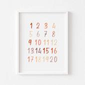 Poster Watercolor brown neutre chiffres imprimés éducatif