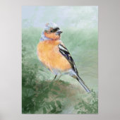 Poster Watercolor Chaffinch Bird Nature Art (Devant)