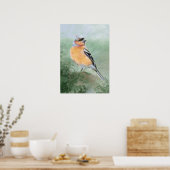 Poster Watercolor Chaffinch Bird Nature Art (Cuisine)