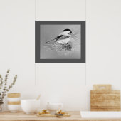 Poster Watercolor Chickadee Bird Pine Cone Nature Art (Cuisine)
