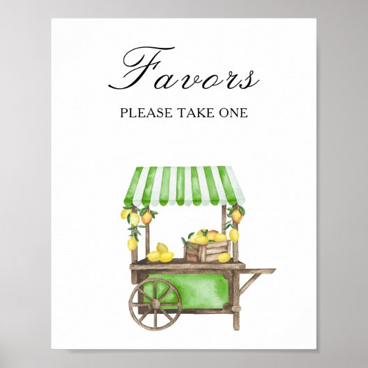 Poster Watercolor citrus bridal shower - Favors (Devant)