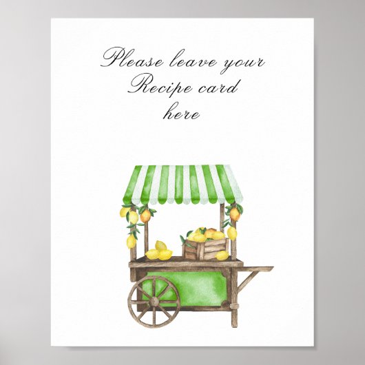 Poster Watercolor citrus bridal shower - Recipe card (Devant)