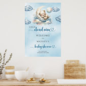 Poster Watercolor cloud nine boy baby shower (Cuisine)