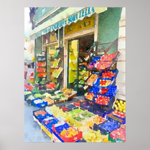 Poster Watercolor Colorful Vegetable Shop