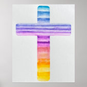 Poster Watercolor Cross / Art chrétien / Paisible (Devant)