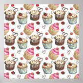 Poster Watercolor cupcakes (Devant)