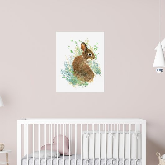 Poster Watercolor Cute Bunny Rabbit Animal Art (Pépinière 2)