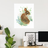 Poster Watercolor Cute Bunny Rabbit Animal Art (Bureau à domicile)