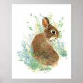 Poster Watercolor Cute Bunny Rabbit Animal Art (Devant)