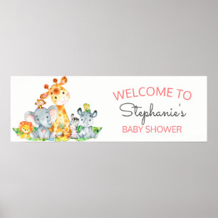 Poster Watercolor Cute Safari Jungle Baby shower
