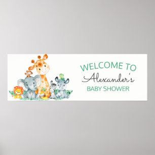 Poster Watercolor Cute Safari Jungle Baby shower