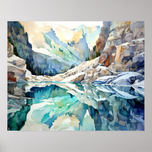 Poster Watercolor du parc national du Glacier
