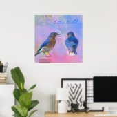 Poster Watercolor Eastern Bluebirds (Bureau à domicile)