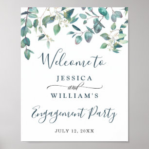 Poster Watercolor Eucalyptus Green Engagement Party