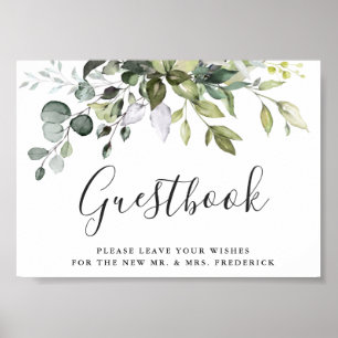 Poster Watercolor Eucalyptus Wedding Guestbook Sign