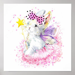 Poster Watercolor Fairy Bunny