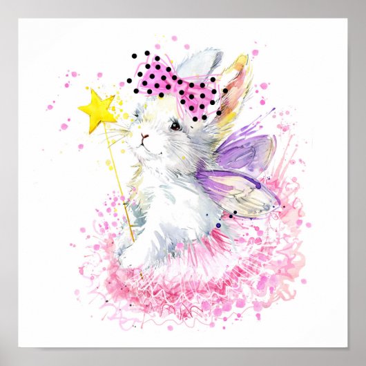 Poster Watercolor Fairy Bunny (Devant)