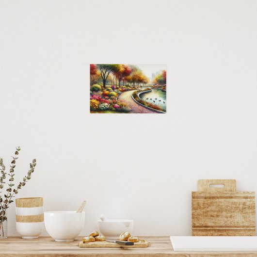 Poster Watercolor Fall Park Scene (Cuisine)