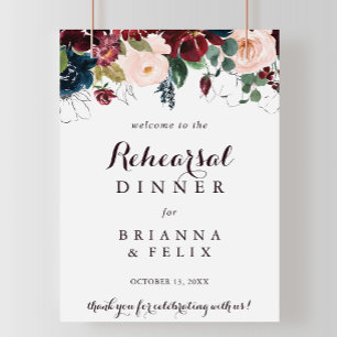 Poster Watercolor Fall Rehearsal Dinner Welcome Sign